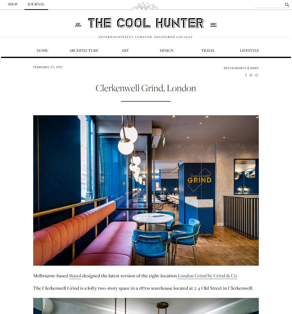 The Cool Hunter Ft Clerkenwell Grind Biasol Interior